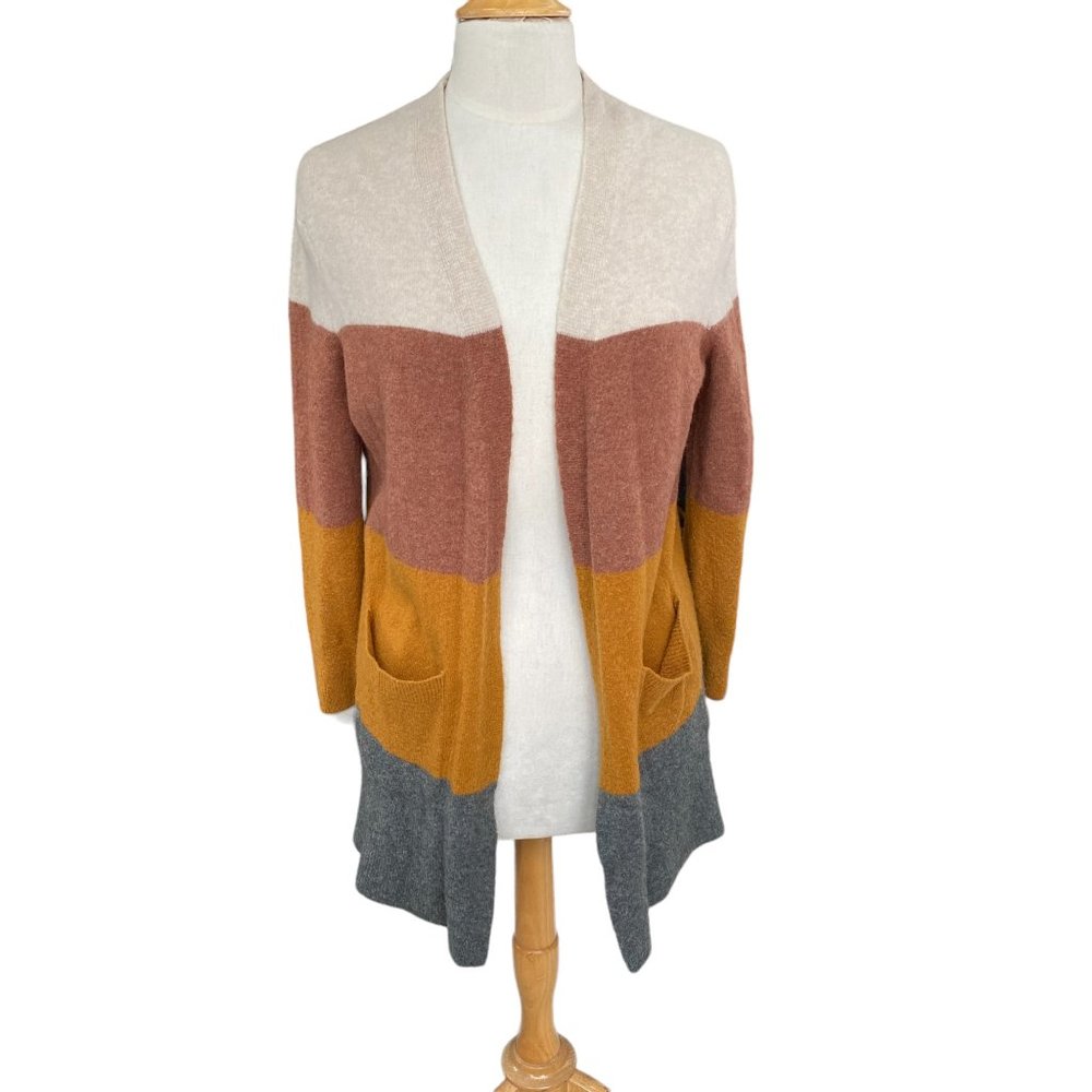 Madewell Kent Cardigan Sweater Merino Wool Alpaca Colorblock Coziest Cabin-S